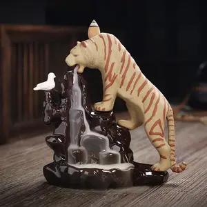 1pc,Creative Ornaments Tiger Censer Backflow Incense Burner Decoration Tea Pet Home Decor (Without Incense)