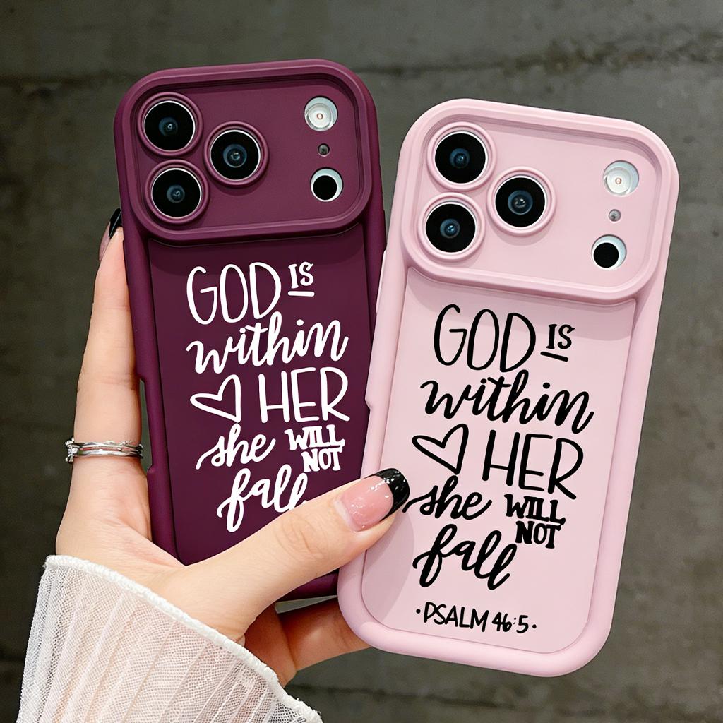 Psalm 46:5 God Is Within Her She Will Not Fall Phone Case for iPhone 11/12/13/14/15/16/17 Pro Max Plus & 17 Air, Christian Religious Shockproof Case TYJT260409020