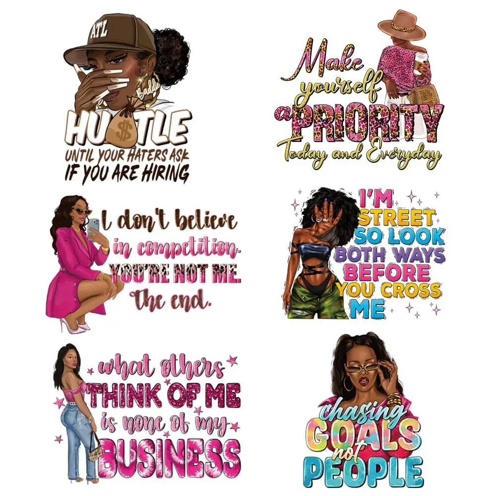 Cute Girl Pattern Heat Transfer Sticker, 6 Counts/set DIY Heat Transfer Sticker For Clothing, T-shirt, Hat, Mask, DIY Decoration