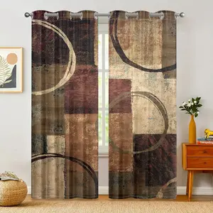 Abstract Geometric Pattern Door Curtain, 2 Counts/set Modern Door Curtain, Window Drapes for Home Living Room Bedroom Office Decor, Home Decoration Curtain