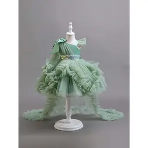 Girls' Princess Tutu Dress with Ruffled Sleeves & Flared Skirt - Soft Viscose-Polyester Blend, Pink Party Dress for Birthdays, Weddings, Special Occasions - Hand Wash Only, Princess Dress