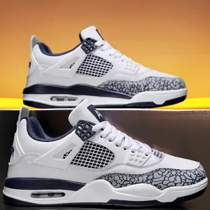 Breathable Leather Mesh Sport Shoes, Shock Absorption, Anti-Slip Sole, Unisex Basketball Shoes, Outdoor Skateboarding Shoes, Stylish Basketball Shoes