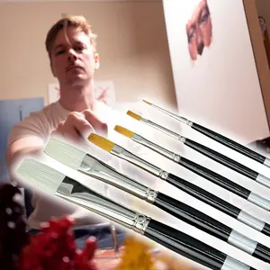 Set Kuas Lukis Andrew Cadima 6-Piece untuk Oil & Acrylic Painting - Vegan Friendly, Berkualitas Tinggi