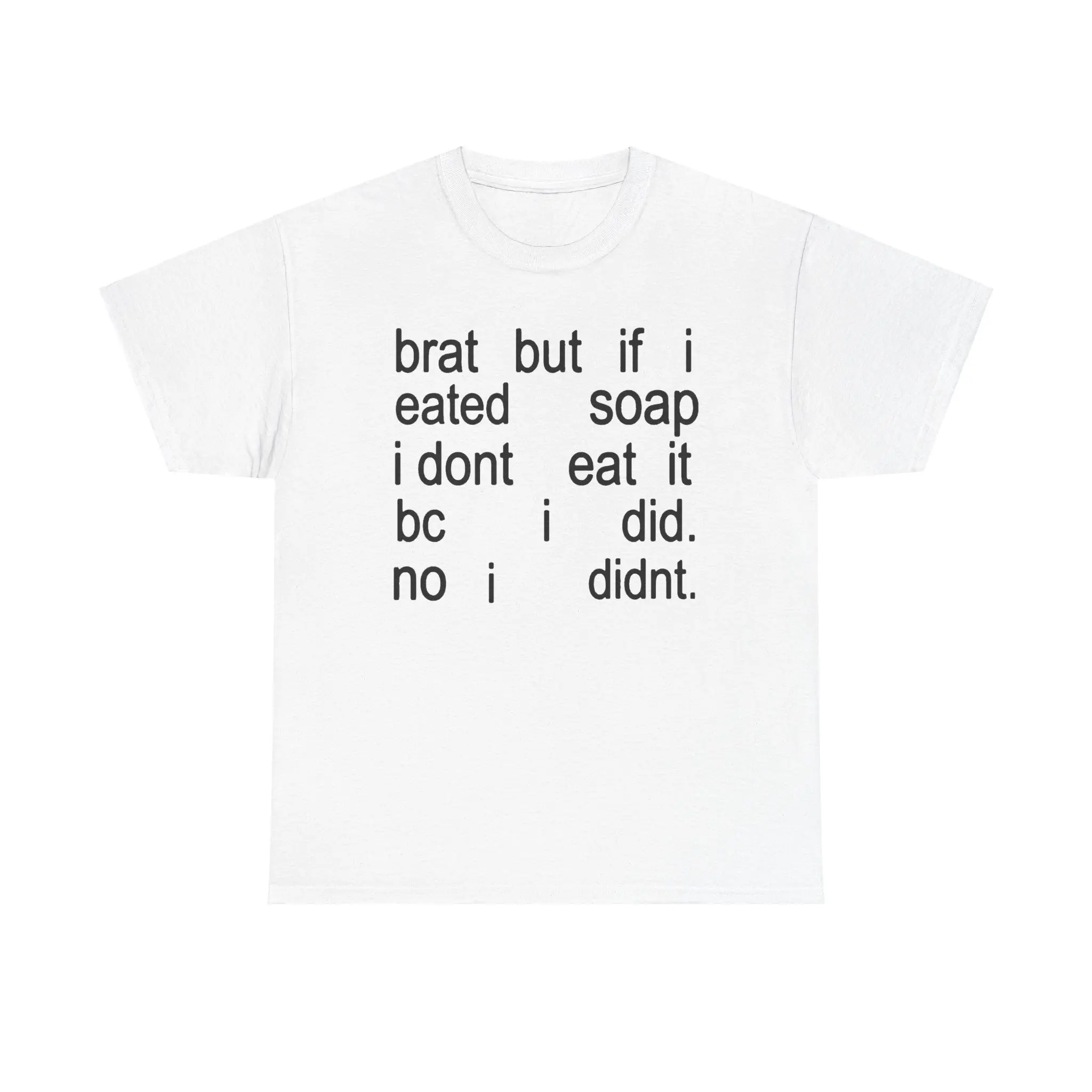 Men's Casual Soft Fabric Short-Sleeve Clothes - Charlie XCX Brat Parody Meme Text Print T-Shirt, All Seasons Menswear Top, Shortsleeve, Round Neck, Cotton, Machine Washable, Normal Type