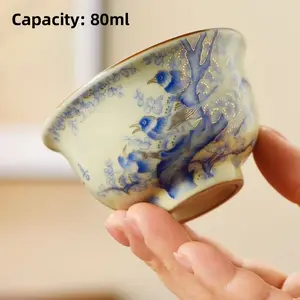 Exquisite Ru kiln teacup, tea brewing cup, crackle glaze master cup, guest cup, home-use tea cup, ceramic personal cup