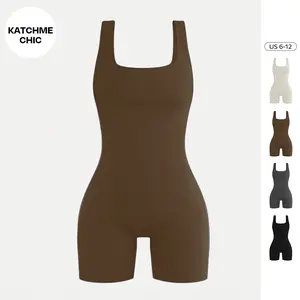 KatchMe Womenswear Seamless Thin Waist Stretch Playsuit(Live),Sleeveless Tank,Butt Lifter and Tummy Control Bodysuit,Plain Slim-Fitting Shapewear