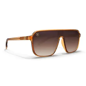 Blenders Meister X2 Crystal Butterscotch Sunglasses – Polarized Amber Gradient PureBlend Lenses, 100% UV Protection, Scratch‑Resistant, Gloss Transparent Brown Wraparound Frame