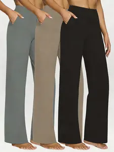 Pack of 3 Women's Comfort Straight-Leg Pants, Casual and Cozy, Stylish and Versatile, Perfect for Fall and Winter Layering, Loungewear, All-Season Casual Trousers