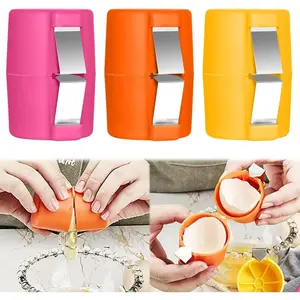 3Pcs Egg Shell Opener 2025 New Stainless Steel Egg Cracker Tool for Raw & Hard Boiled Eggs Handheld Cube Separator Kitchen Gadgets Utensils LY349