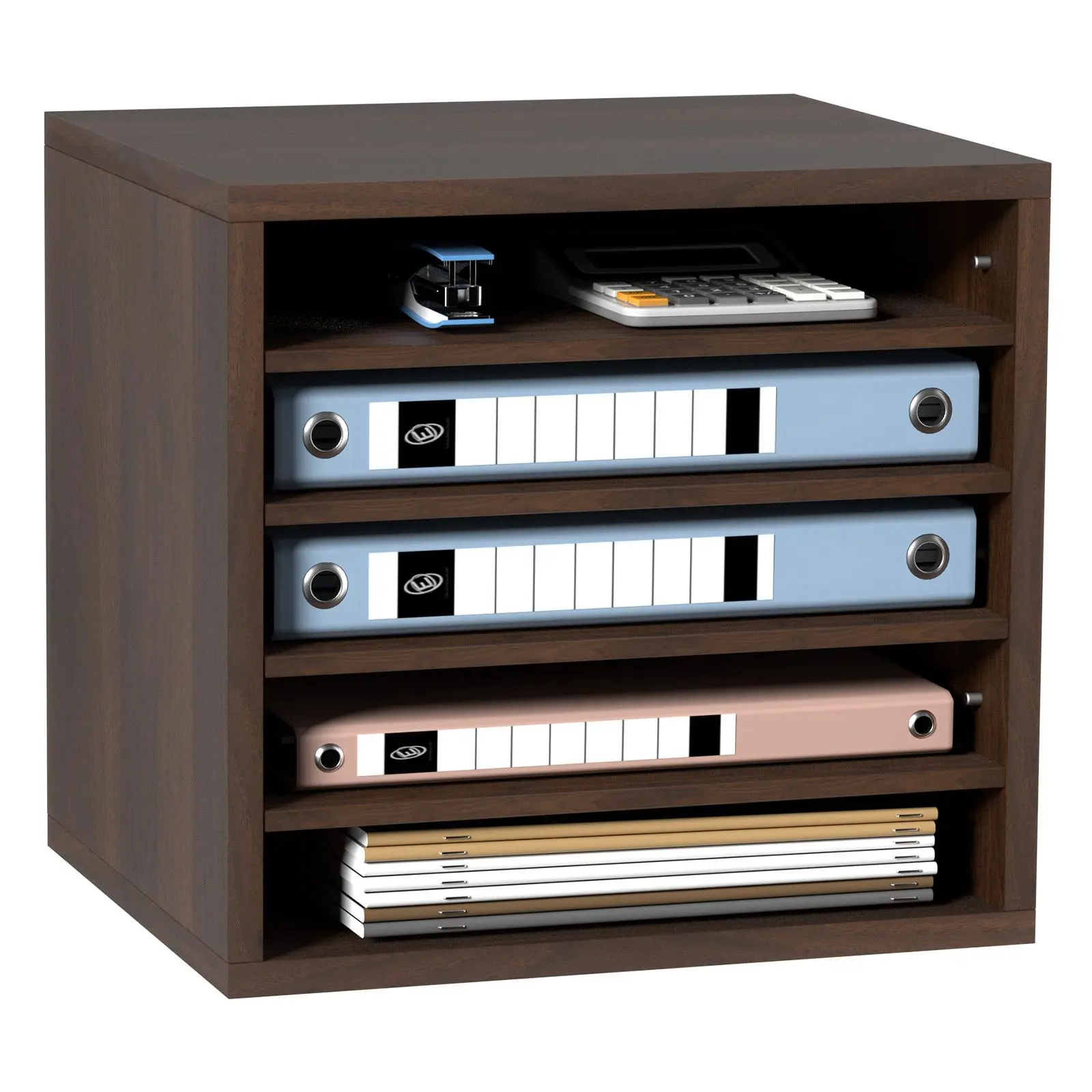 【Summerfinds】VEVOR Wood Literature Sorter - 5-Compartment Office Accessories Mail Holder with Adjustable Shelves, 13.9x12x13in EPA Certified Brown Desk Organizer Supply for Home Office Storage & Paper Organization, Paper Organizers