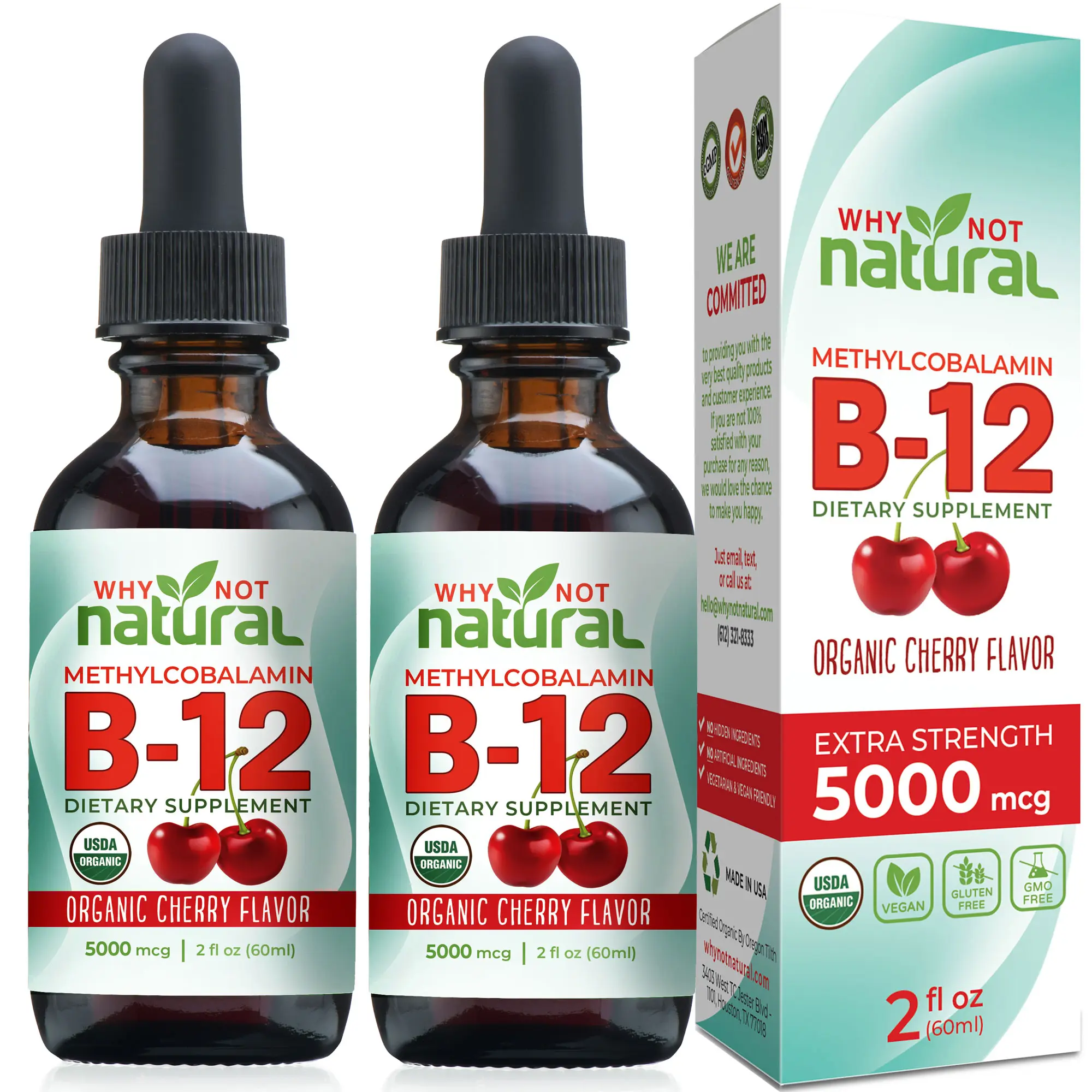 2-Pack Organic Liquid B12 Methylcobalamin Drops 2-Pack Organic Liquid B12 Methylcobalamin Drops
