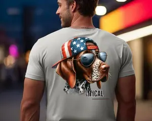 Pointer Tactical Brand Shirt with Patriotic Dog Graphic and USA Flag Sunglasses Design