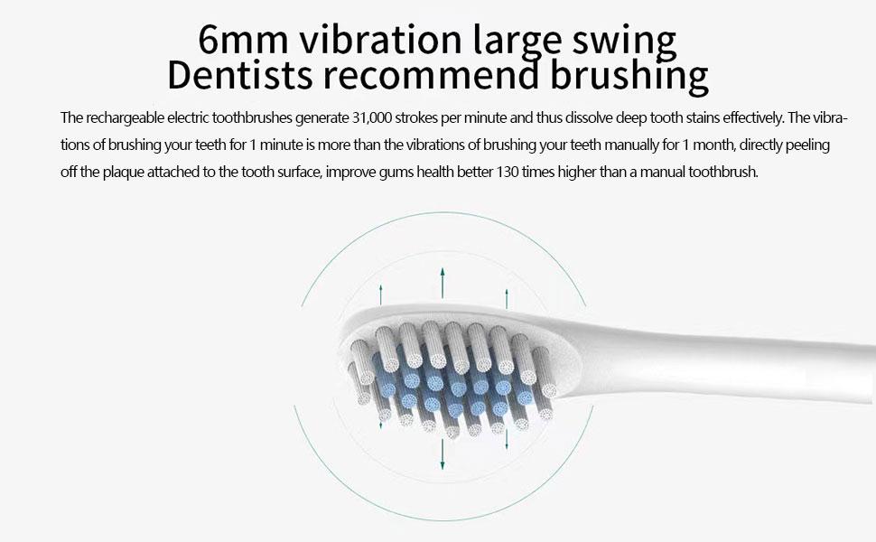 6 Mode Electric Toothbrush, Sonic Toothbrush with 4 Replacement Brush Heads, USB Rechargeable Soft Bristles Toothbrush for Adults, IPX7 Waterproof for Sensitive Teeth Whitening Gum Care Mother's Day Gifts
