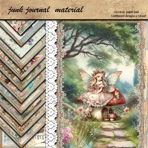 12 Sheets Vintage Fairy Kingdom Paper, Texture Scrapbook Paper, Journal Supplies, Perfect for Notes, Crafts, Gifts, Holidays