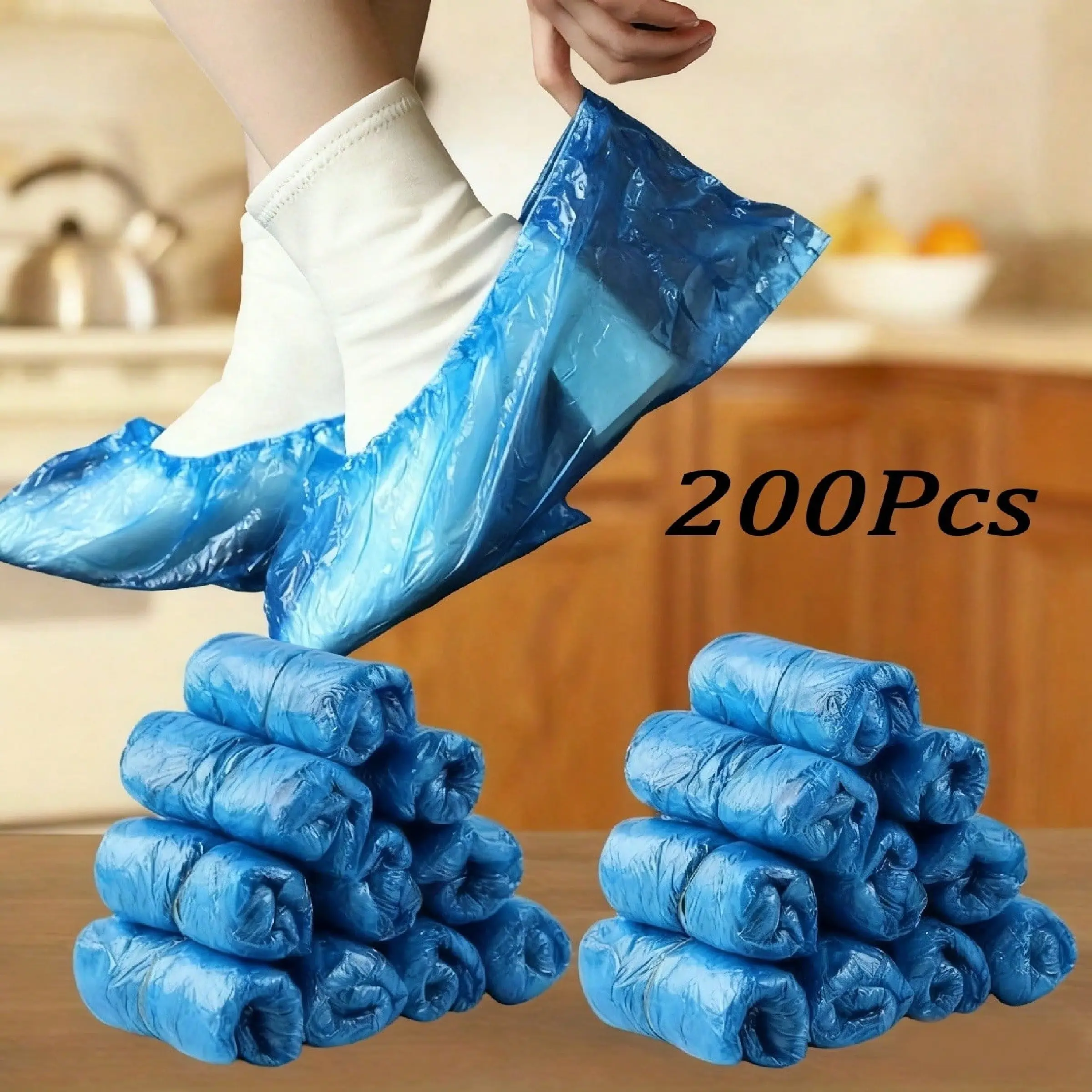100/200pcs Disposable Shoe Covers, Durable Plastic Overshoes, Transparent, Scratch & Stain Resistant, Secure Fit, Home, Travel, Workplace
