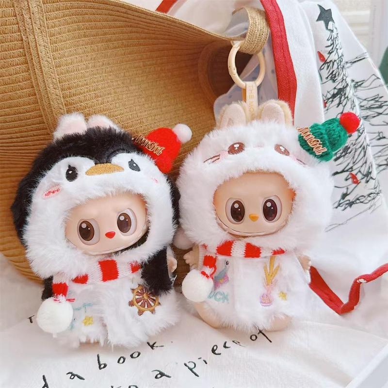 Labubu Winter Christmas Set Plush Toy for 1-3 Series 17cm Dolls Comfortable Fabric Festive Outfit Perfect Collector's Fashionable Holiday Gift