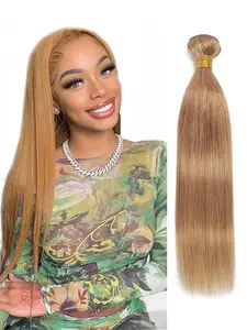 #27 Honey Blonde Human Hair Bundles 10 Inch Color 27 Bundles Human Hair Extension Straight 1 Bundle Honey Blonde Unprocessed Brazilian Virgin Hair 90g/Bundle