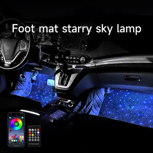 4/2PCS Starlight Car Mats Floor Full Set Universal Auto Mats Galaxy Foot Light Atmosphere Car Interior Starry Sky Auto Star Lights Car Interior Lighting