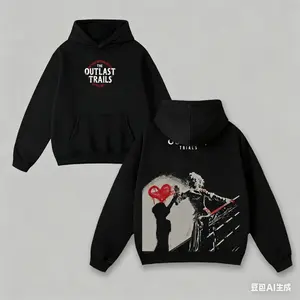 The Outlast Trials Washed  Sweatshirt Video Games, Horror Vintage Shirt, Game Fan, Streetwear Tops Black Fabric Menswear Cotton Seamless hoodie california texas  clothing men utah outfit new flamingo merch