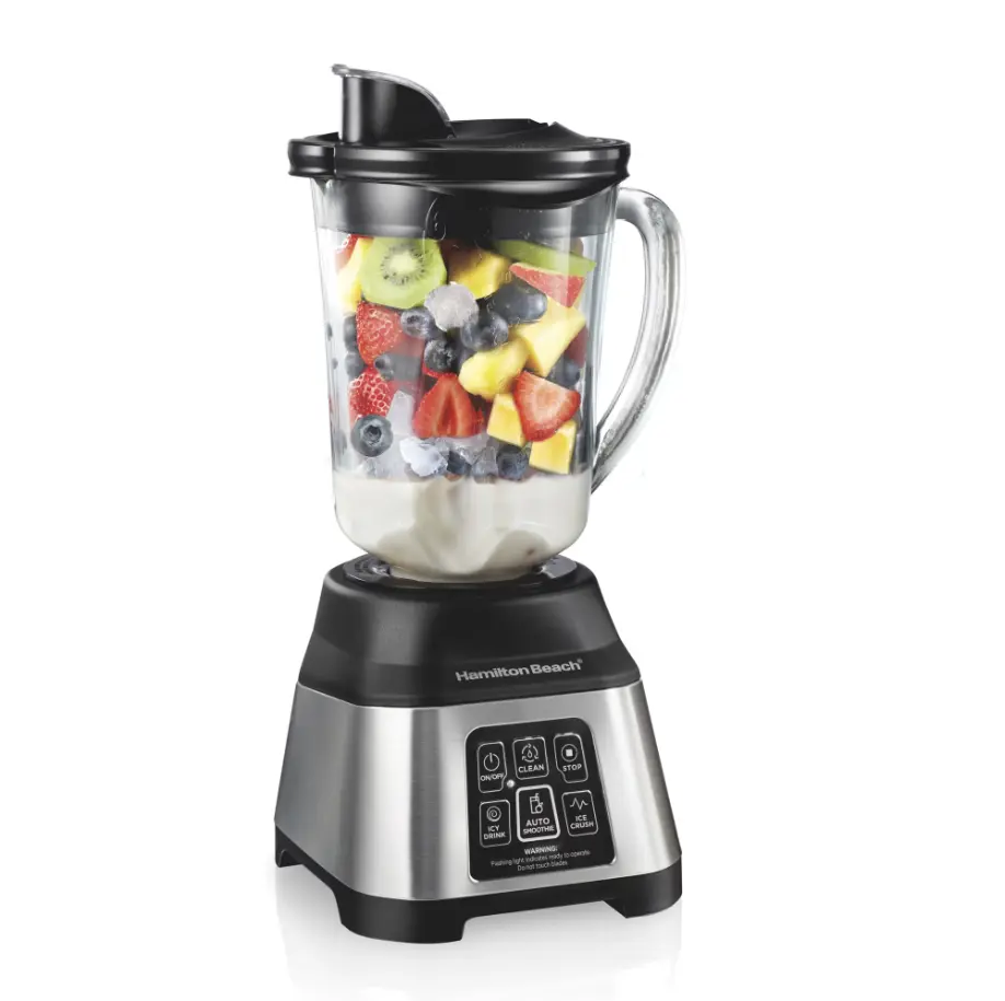 Hamilton Beach Smoothie Smart Blender, 48 oz Glass Jar 850 W Countertop Blender for Kitchen, Stainless Steel
