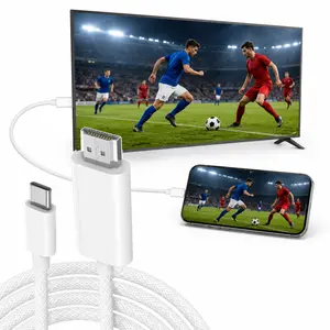 USB C to HDMI Cable 4K@60Hz, 6FT Type C to HDMI Cord for iPhone 17/16/15, iPad, MacBook, Galaxy, USB-C to TV Adapter for Big Screen Streaming, Movies, Games, Live Sports, White