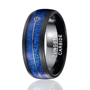 TGA Men's Blue Meteorite Arrow Inlay Wedding Band
