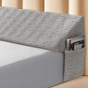 Shilucheng Wedge Triangle Pillow for Bed Gap Filler Triangular Foam Support Cushion for Headboard Multifunctional Backrest for Reading Sleeping with Side Pocket