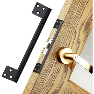 Door Latch Guard   Door Lock Plate, Outswing Door  Protector to  Unauthorized Entry, Extra  Door Locks Door Blocker, Steel Latch Guard Plate Cover (7")