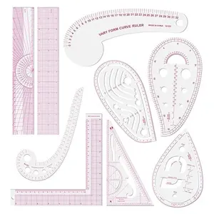 9Pack Fashion Clear Metric Sewing Ruler Set, Sew French Curve Ruler Plastic Sewing Tools Measure Ruler for Tailors Designers Beginners Sewing Pattern Making Design DIY Dress Clothing - Home Improvement.