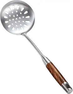 Strainer Skimmer Ladle, Slotted Spoons for Cooking and Frying, Kitchen Utensils Durable 304 Stainless Steel Skimmers Pasta Strainer Spoon with Wooden Handle,15.2 Inch