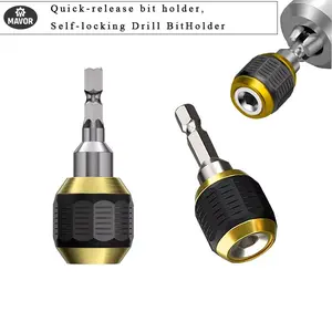 1/4 Inch Hex Shank Drill Quick Change Adapter, 0-60mm Clamping  Fast Change Accessory for Carpentry/Plumbing Repair/Tool Conversion，Range for Wood Drilling/Metal Grinding/Tile Boring