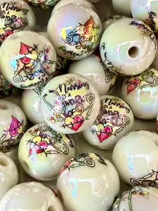 B7- (10PCS) 16mm White UVAB Nursing is a work of heart Bubblegum Acrylic Beads for DIY