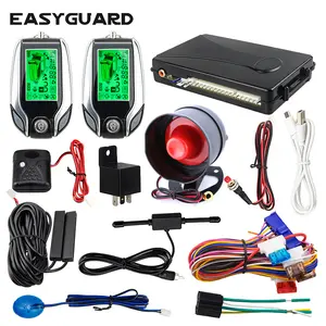 EASYGUARTD EC204 DC 12V 2 Way Car Alarm System LCD Pager Display Vibration Warning & PKE Passive Keyless Entry Automotive Vehicle