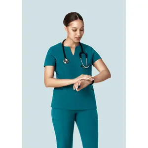 5 Pocket Notch Neck Top Peacock