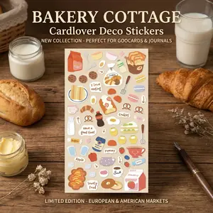 Cute Kawaii Bakery House Stickers, Artistic Food Bread Planner Stickers, Waterproof Dessert Stickers for Diary Decoration, Cut Out Stickers, Diy Decorative Stickers
