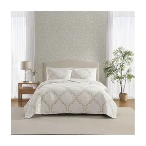 Laura Ashley Floral Embroidery Pink Twin QuiltSham Set