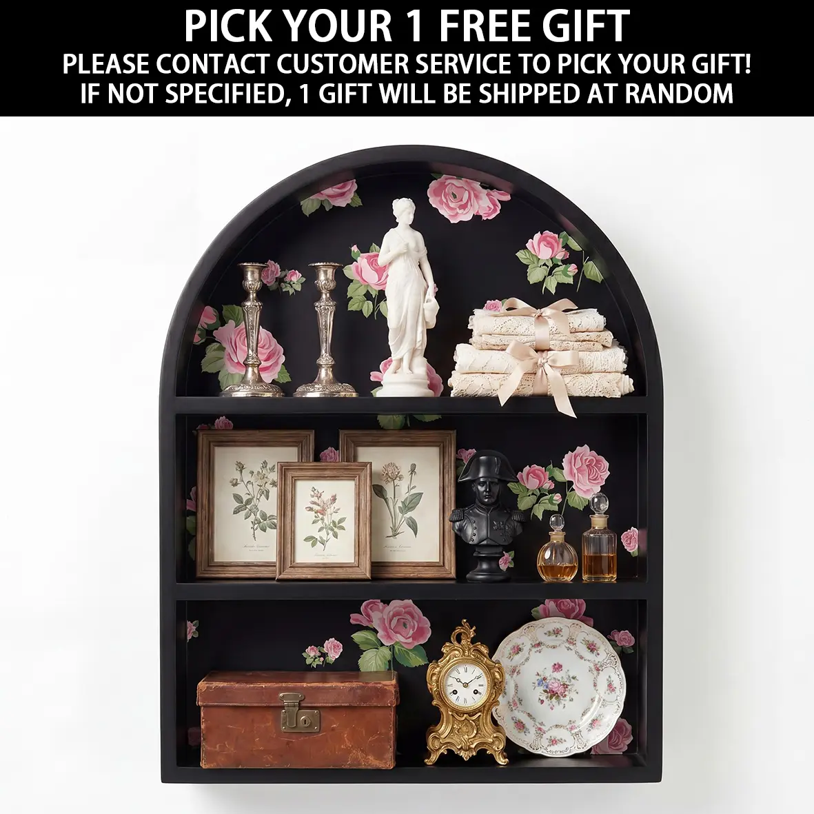 Perfume Shelf for Wall, Black Arched Wall Shelf, Bedroom Decor for Women | 3-Tier Display Storage, Vanity Decor, Vintage Home Decor, Wall Display Shelf,Floral Design Accent, women's gifts