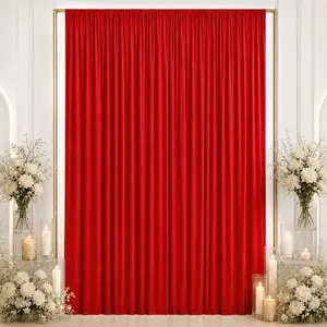Spandex Backdrop Curtain Red 10ft x 12ft, 4-Way Stretch Wrinkle-Free Photo Booth Backdrop with Rod Pockets for Wedding & Events