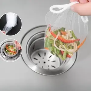 Disposable Sink Filter Bag, 100pcs Anti Clogging Mesh Drainage Screen, Kitchen Sink Capture Bag with Elastic Ring, Suitable for Standard Sewers