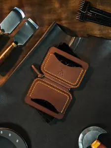 Handmade Double Sided Leather Wallet For Men - Genuine Leather Card Holder - Slim Minimalist Design - Best Gift For Him - Anniversary Gift - Birthday Gift - Father's Day Gift