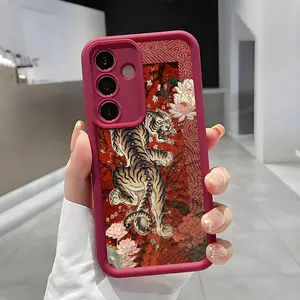 Vintage Chinese Tiger Phone Case, Japanese Traditional Art Print Big Cat Enhanced Camera Protection,Shockproof Skin-Friendly Touch Soft Cover for Samsung Galaxy S21 S22 S23 S24 S25 S26 Ultra Plus FE A13 A14 A15 A16 A17 A33 A34 A35 A36 A52 A53 A54 Note20