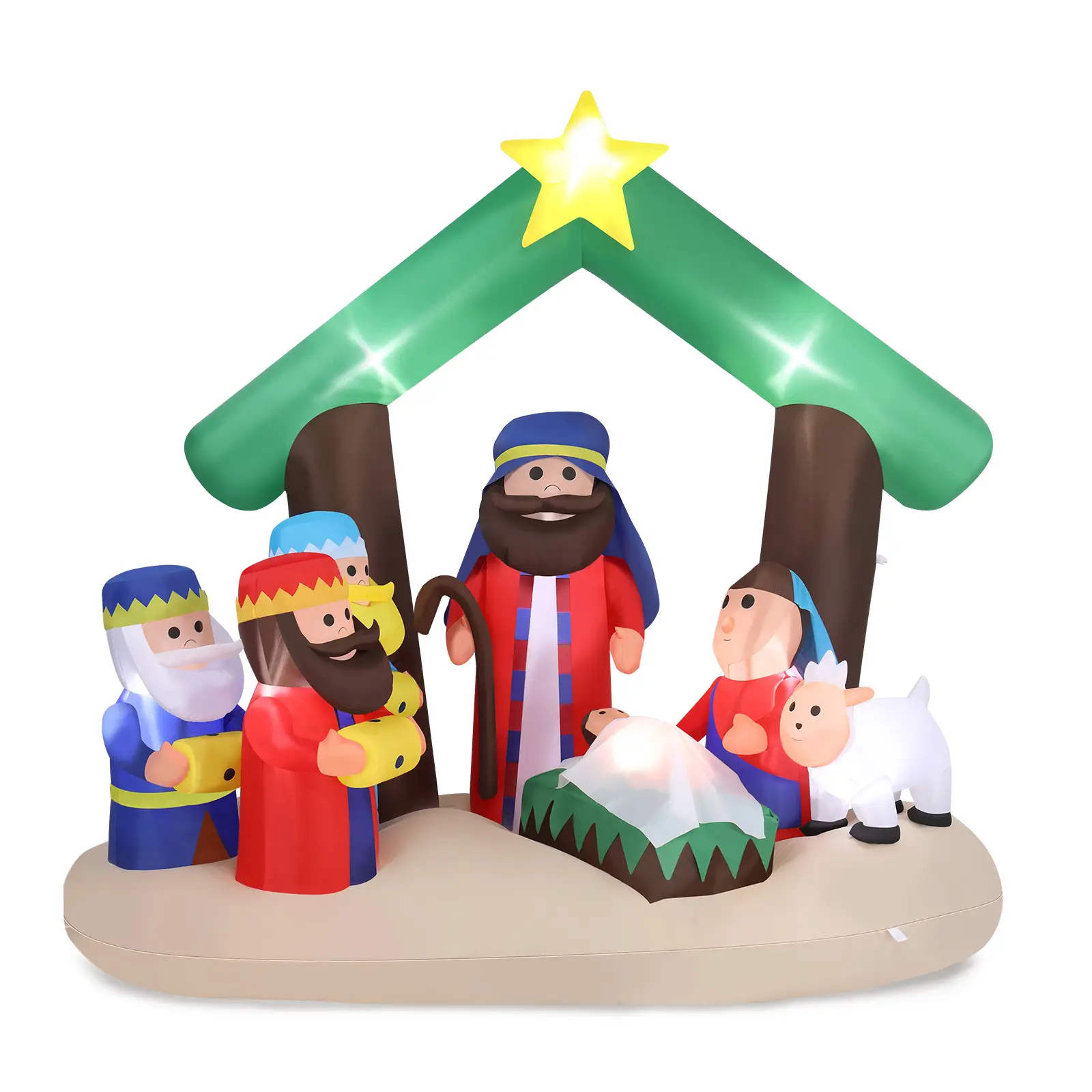 Ubesgoo 6FT Nativity Scene Inflatable Yard Decor with 10 LED Bulbs