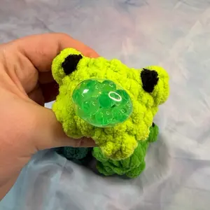 Crochet Frog Squishie Plushie Stress Ball Handmade Amigurumi