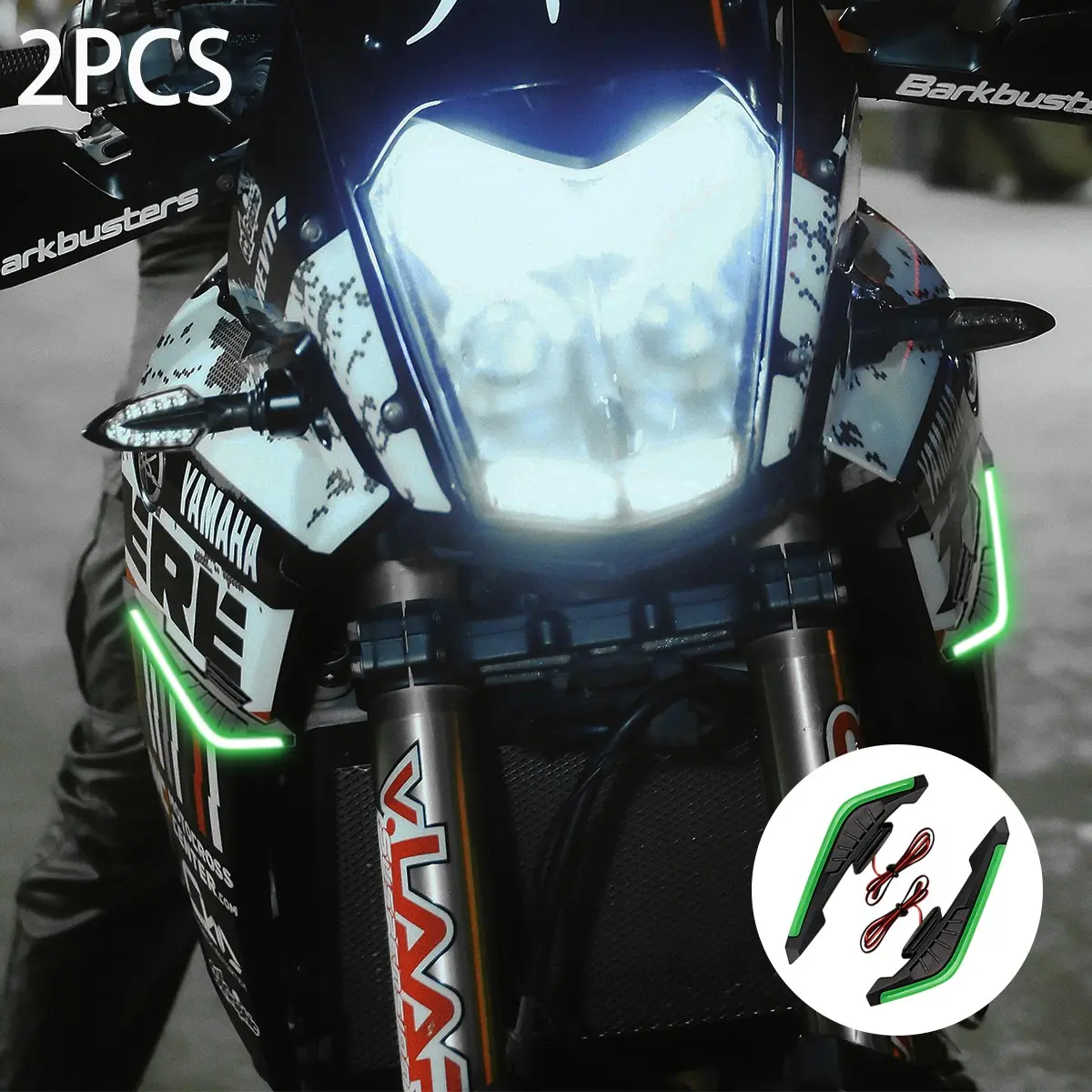 2pcs Universal 12V Motorcycle Side Wing LED Light Aerodynamic Spoiler Winglets Modification Decorative Lamp For Most Motorcycle