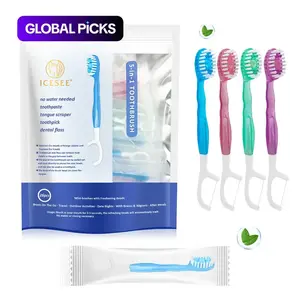 ICESEE 5-in-1 Toothbrush, Floss, Tongue Scraper & Toothpick Set, 26pcs/pack Soft-Bristle Toothbrush Set, Oral Care Tool for Travel and Business Trip, Oral Hygiene Essentials