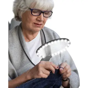 Hands Free Magnifying Glass with Light for Close Work, Neck Wear Magnifier for Reading Books, Sewing, Cross Stitch for Low Vision Seniors with Aging Eyes (Black)