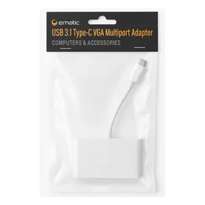 Ematic EUSVG302 USB 3.1 Type-C VGA Multiport Adapter for Enhanced Connectivity Solutions with Advanced Features