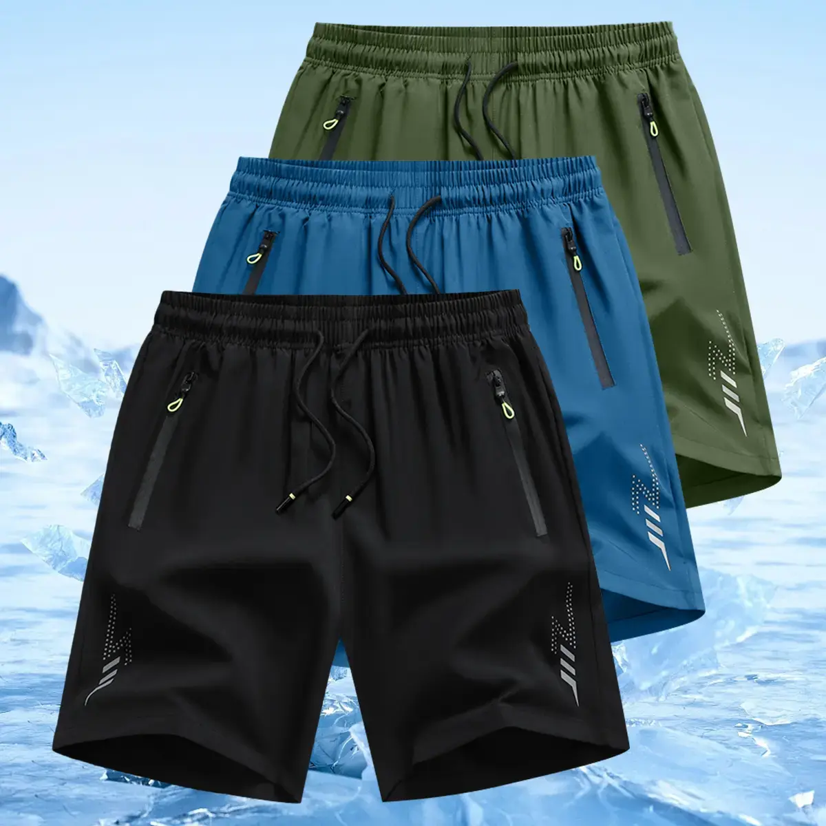 3-Pack Men's Sports Shorts Set, Lightweight Regular Fit Casual Shorts with Elastic Waist & Side Pockets for Gym, Running, Basketball, Men's Shorts