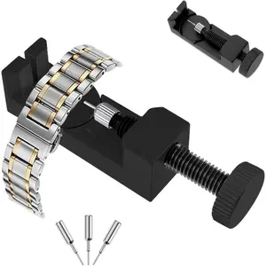 Unisex Watch Repair Tool Kit - Metal Watch Strap Link Remover, Adjustment & Replacement Tool for Watch Pins, Black Finish, Portable & Versatile