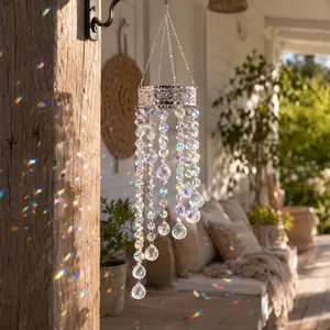 Crystal Sun Catcher, Crown Crystal Suncatcher Prism Wind Chime, Handmade Rainbow Maker Indoor Outdoor Decor for Window Bedroom Courtyard Garden, Bless Gift Windchimes Decoration
